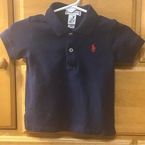 Ralph Lauren Navy Blue Boy’s Polo Shirt w/Red Polo Pony, Size 6 Months
